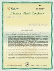 Sample - Perth Mint Certificate - © Perth Mint